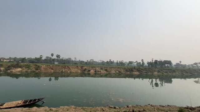 Damodar River, during the rainy season this river takes on a dangerous shape and floods occur on one side of the river.
