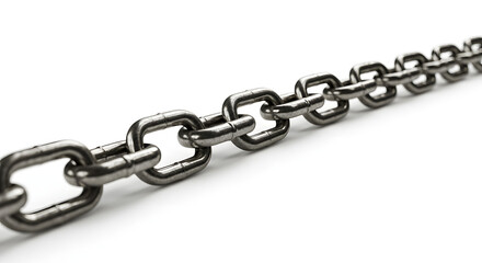 Obraz premium Steel Chain Links on White Background