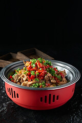 Hunan-style fried chicken with chopped pepper and green onion