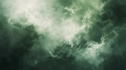 Obraz premium Abstract Green Stormy Cloudscape, Artistic Smoke Background Texture, Fluid Art Design