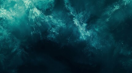 Teal Nebula Space Art Background, Abstract Universe Cloudscape Design