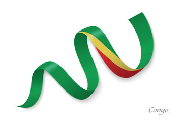 Obraz premium Congo flag ribbon waving with national colors