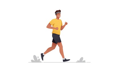Obraz premium Running Man Vector: Active Lifestyle Illustration for Fitness and Health