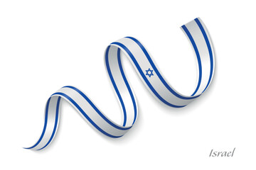 Israel flag ribbon waving with national colors