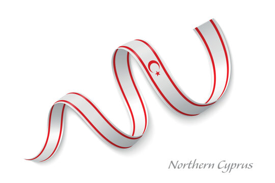Northern Cyprus flag ribbon waving with national colors