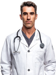 Fototapeta premium Mature Doctor Isolated On White
