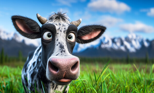 Cow on a summer pasture, Cow in the meadow