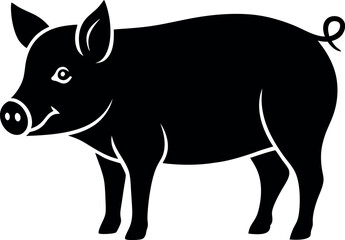 vector illustration of a black pig