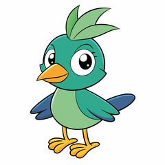cartoon bird with green background