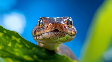 Fototapeta premium Intriguing close up of a snake with stunning eyes