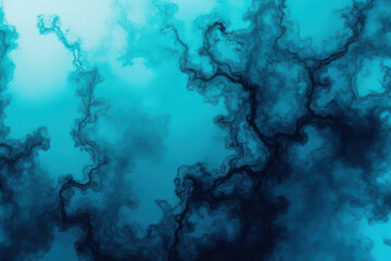 Obraz premium Mesmerizing Ink in Water: Cyan & Teal Organic Patterns in Experimental Photography