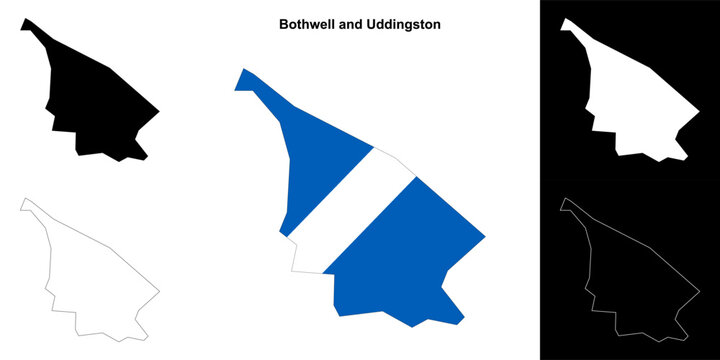 Bothwell and Uddingston blank outline map set
