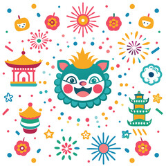 Festive Celebration with Cute Mascot