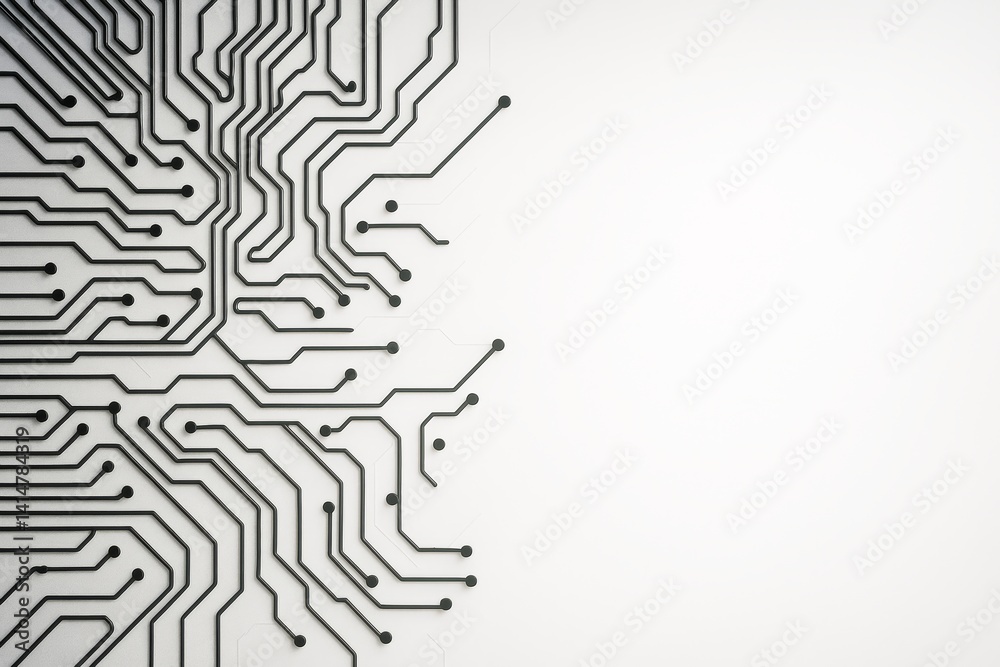 Poster Abstract circuit board pattern on light background symbolizing digital technology and innovation in business and communication systems.