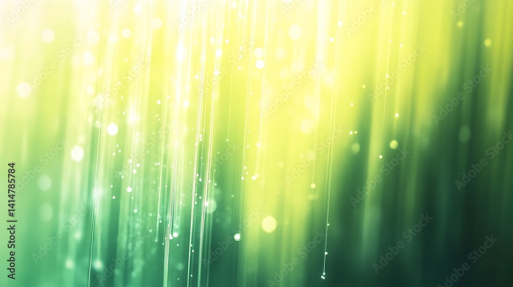 Poster Abstract Light Streaks with Bokeh Effect in Green and Yellow Gradient Background