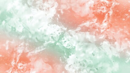 Obraz premium Trendy Abstract Watercolor Texture: Coral And Mint, Seamless Pattern Background, Modern Art