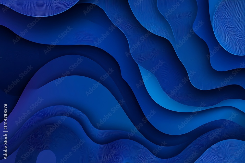 Poster elegant cobalt blue textured wavy layers pattern background
