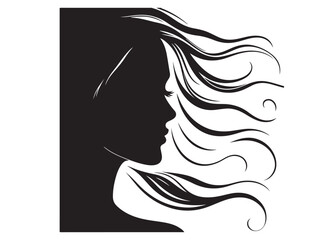 Beauty woman face silhouette logo vector, black beautiful woman face logo icon, woman girl face logo, silhouette of a woman's face vector logo on a white background