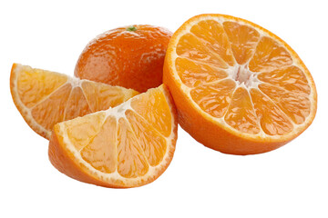 Sliced oranges isolated on transparent background