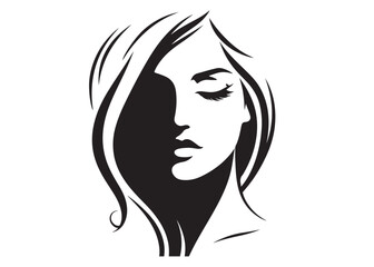 Beauty woman face silhouette logo vector, black beautiful woman face logo icon, woman girl face logo, silhouette of a woman's face vector logo on a white background