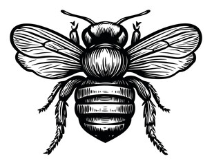 Obraz premium Detailed Woodcut Illustration of an Artistic Bee Design