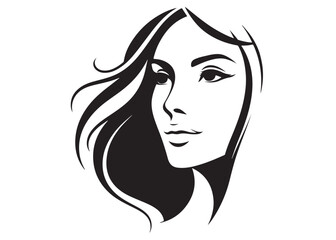 Beauty woman face silhouette logo vector, black beautiful woman face logo icon, woman girl face logo, silhouette of a woman's face vector logo on a white background