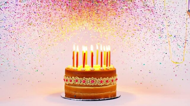 Birthday Celebration with balloon and cake