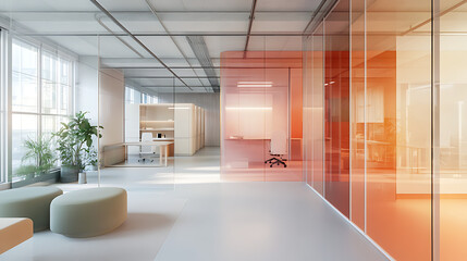 Modern white and blue open space office interior