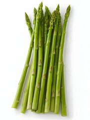 Fresh Green Asparagus Bunch Isolated On White