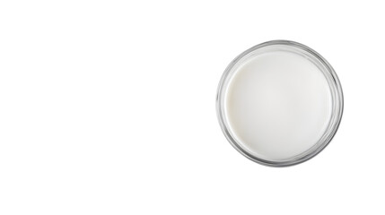 Fresh White Milk in Glass Top View Isolated on Transparent Background