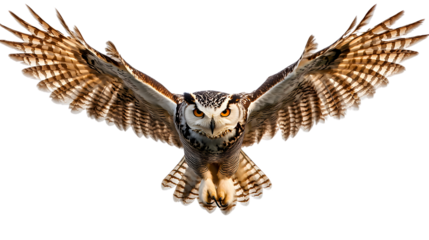 Majestic Snowy Owl with Outstretched Wings in Mid-Flight