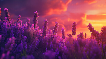Obraz premium lavender field at sunset
