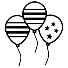 4th of July Balloons Vector Icon with White Background – Patriotic Independence Day Design
 