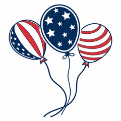 4th of July Balloons Vector Icon with White Background – Patriotic Independence Day Design
 
