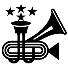 Patriotic marching band icon for 4th of July—perfect vector on white for digital use.