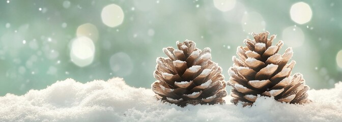 Winter Pine Cones in Snow