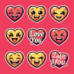 Fototapeta premium I Love You Sticker and Valentine's Day Sticker Set – Romantic, Cute, and Hand-Drawn Love Stickers for Valentine's Gifts and Cards