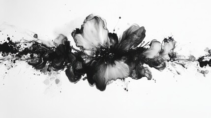 Naklejka premium Swirling ink splash blooms, vivid chroma stream backdrop