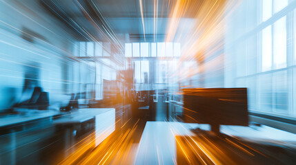 Modern white and blue open space office interior