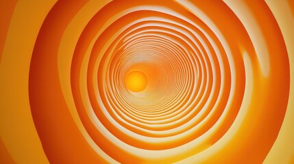 Orange spiral tunnel, bright light, abstract background, design