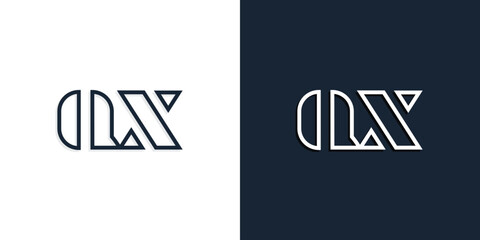 Abstract line art initial letters QX logo.