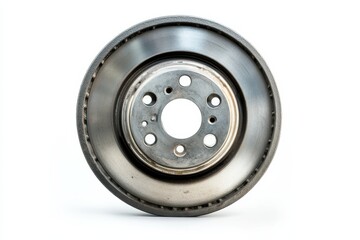 Obraz premium Detailed view of a metal brake drum highlighting its smooth surface and manufacturing precision