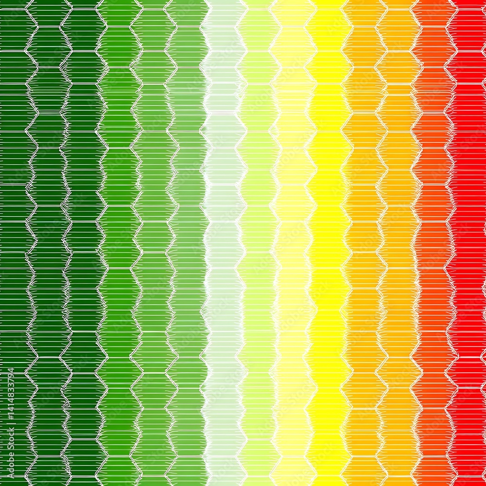 Poster gradient hexagon pattern vivid colors from green to red energetic abstract texture background.