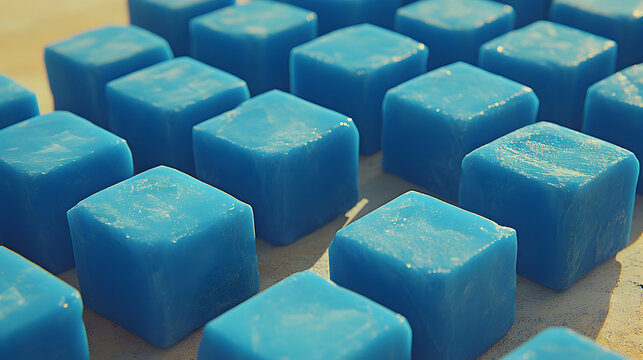 Abstract Blue Geometric Cubes Pattern Design