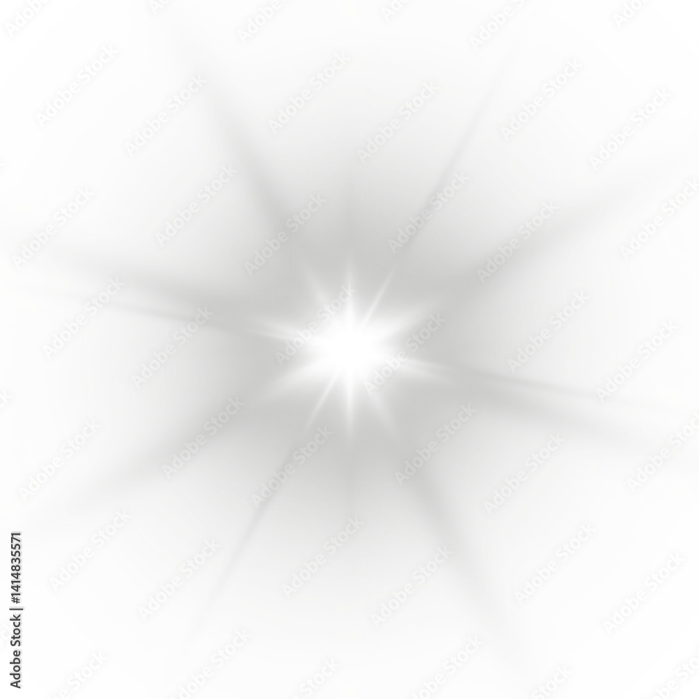 Poster Star burst with sparkles. Vector magic white rays glow light effect isolated on transparent background. Christmas design element.