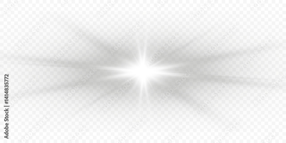 Poster Star burst with sparkles. Vector magic white rays glow light effect isolated on transparent background. Christmas design element.