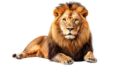Majestic Lion Sitting Isolated on White Background for Professional Design Projects