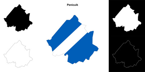 Penicuik blank outline map set