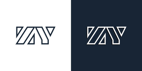 Abstract line art initial letters ZY logo.