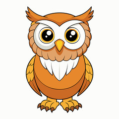 owl, bird, cartoon, animal, vector, illustration, cute, nature, feather, wise, brown, beak, eyes, character, wing, icon, drawing, branch, fun, tree, wildlife, art, night, wild, symbol